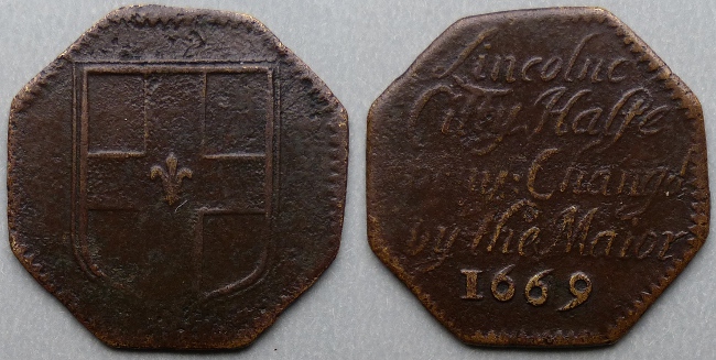 Lincoln, city issue 1669 halfpenny N2954 Lincoln, city issue 1669 halfpenny N2954